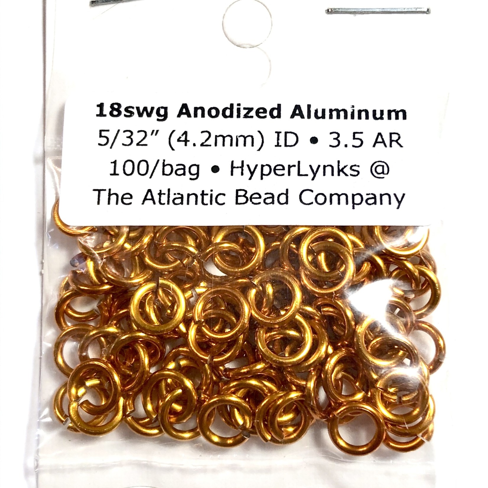 Hyperlinks Anodized Aluminum Rings 18ga 5/32" Orange 100pcs