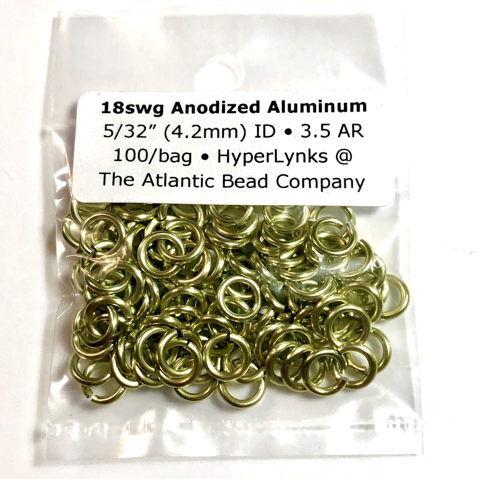 Anodized Aluminum Rings 18ga 5/32" Lemon-Lime 100pcs