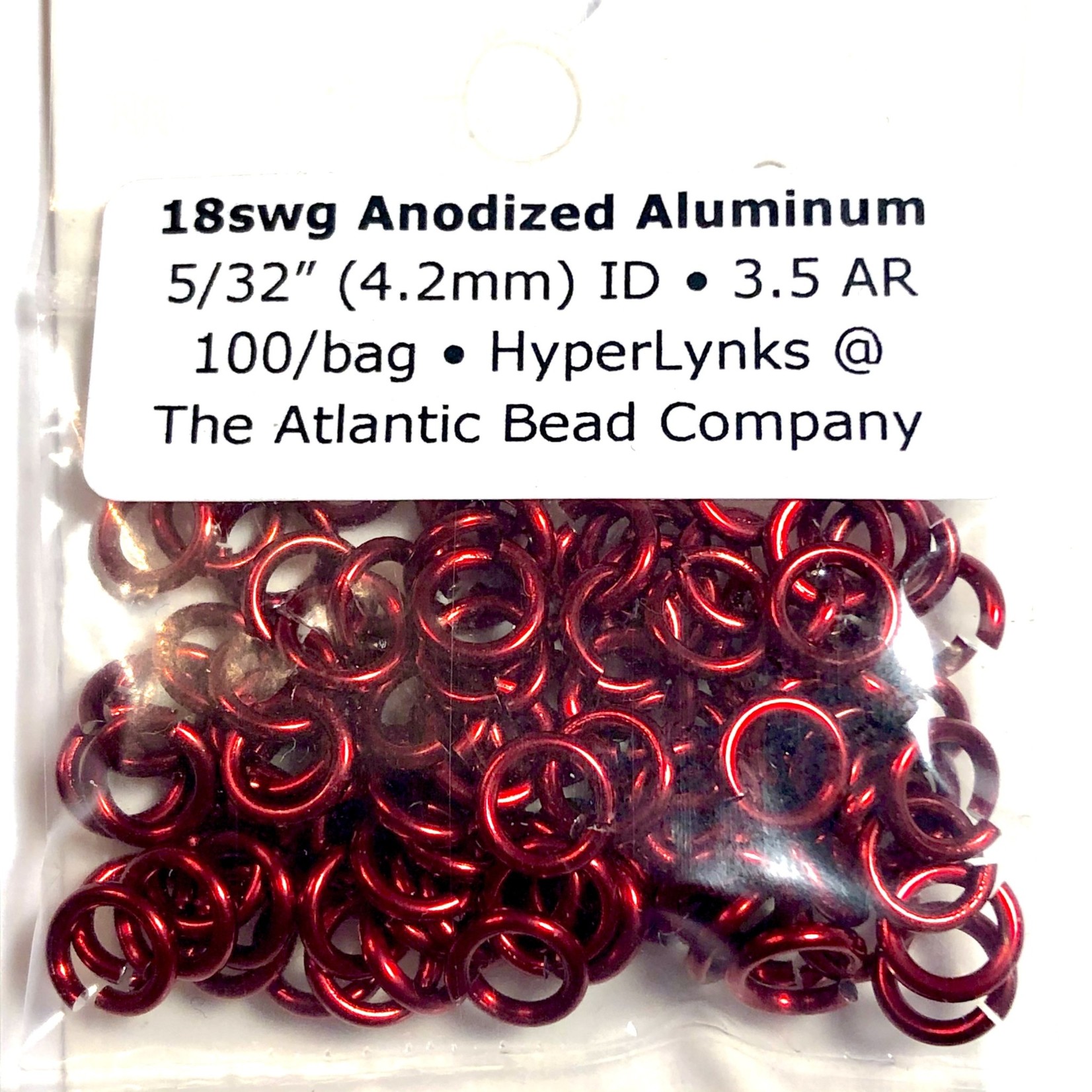 Anodized Aluminum Rings 18ga 5/32" Red 100pcs