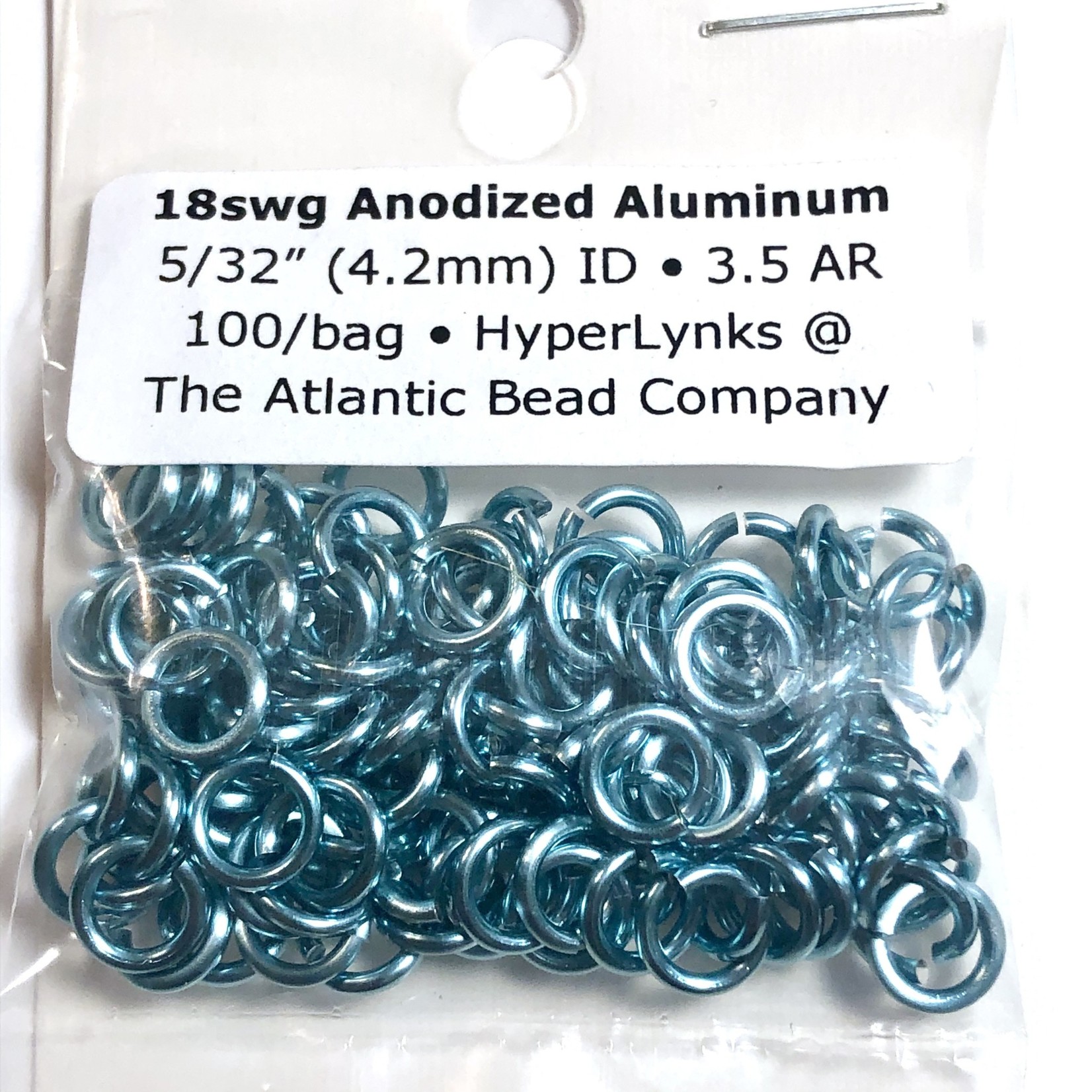 Hyperlinks Anodized Aluminum Rings 18ga 5/32" Sky Blue 100pcs