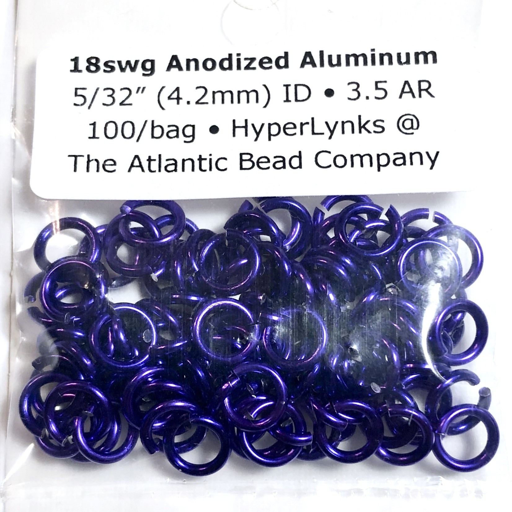 Anodized Aluminum Rings 18ga 5/32" Violet 100pcs