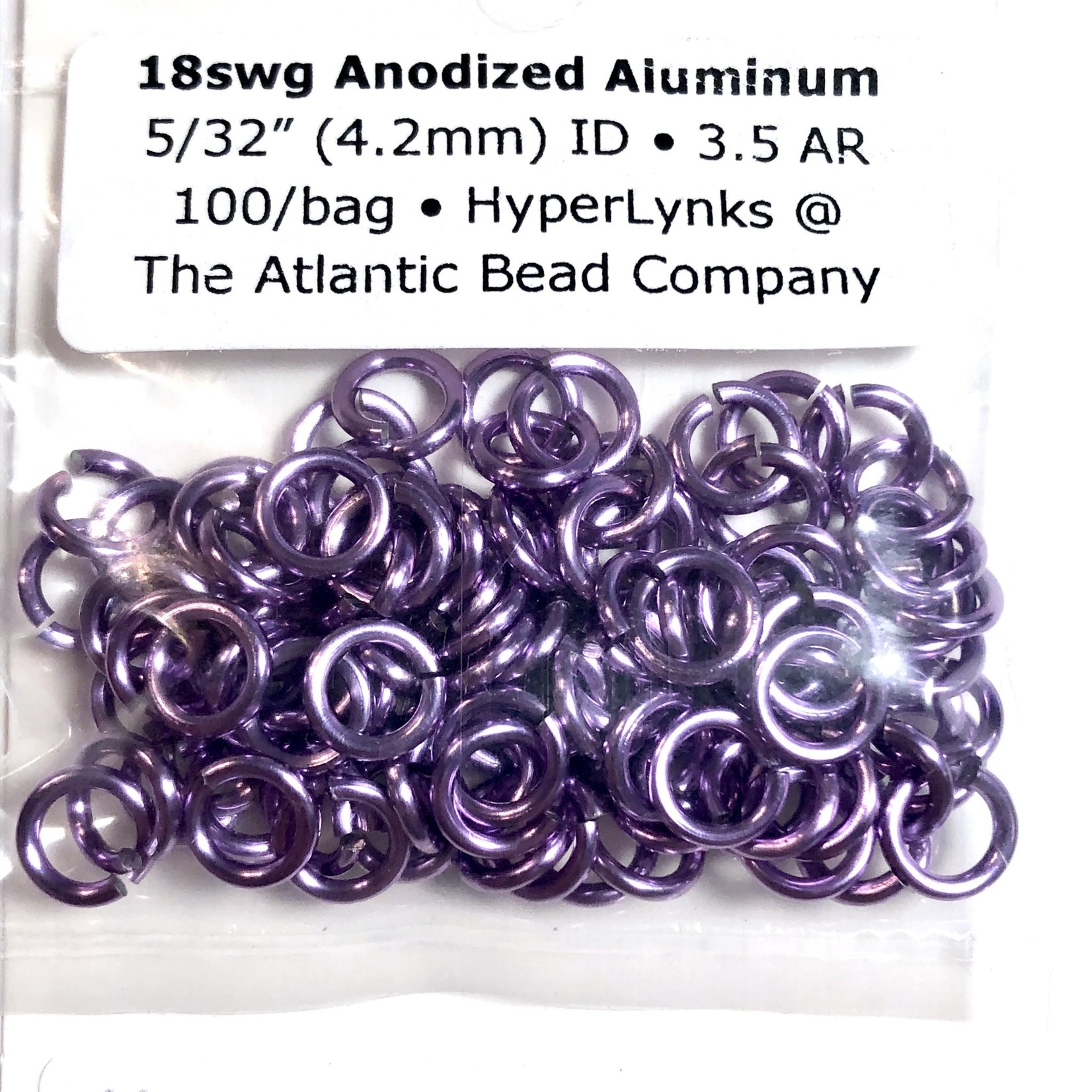 Hyperlinks Anodized Aluminum Rings 18ga 5/32" Lavender 100pcs