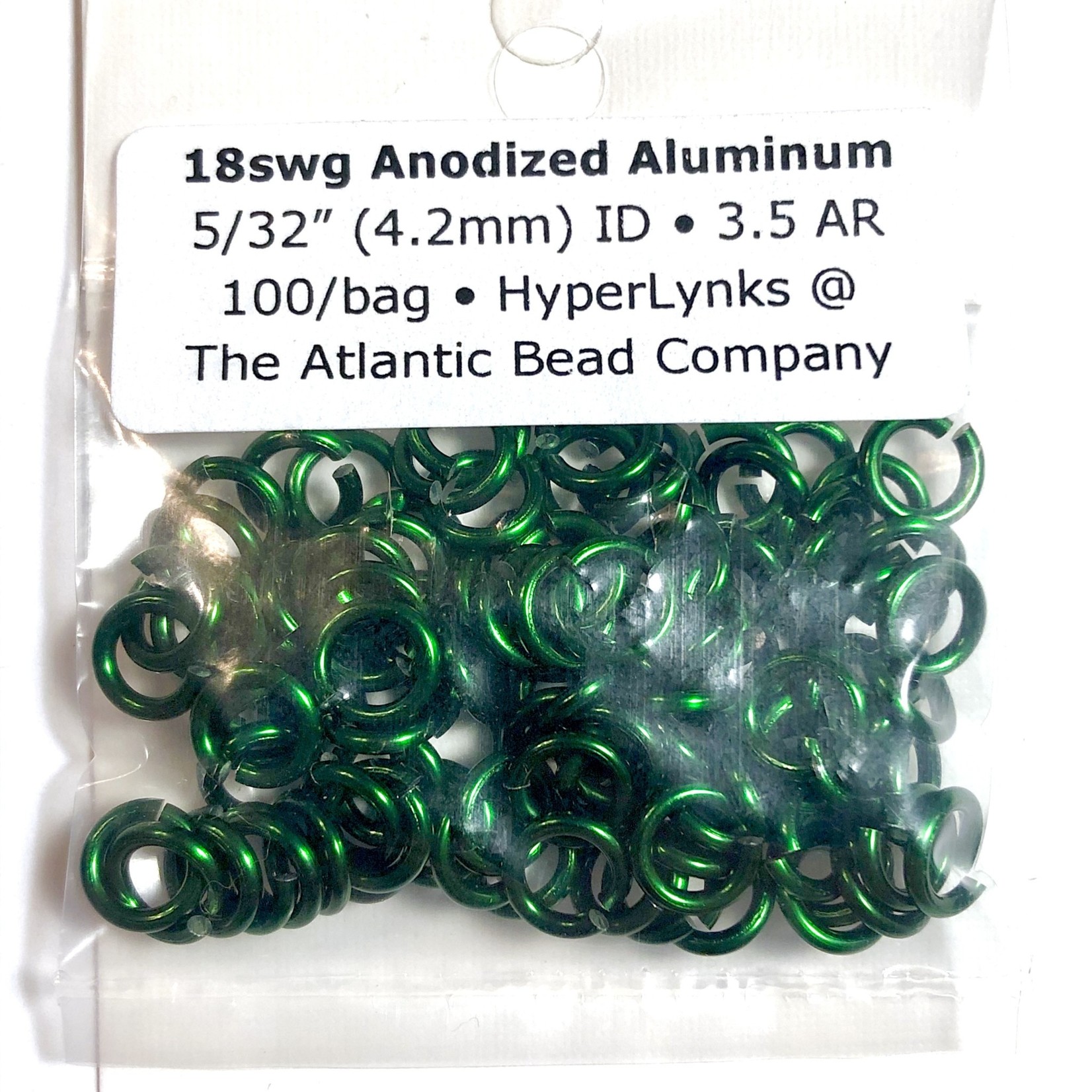 Hyperlinks Anodized Aluminum Rings 18ga 5/32" Green 100pcs