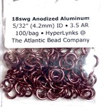 Hyperlinks Anodized Aluminum Rings 18ga 5/32" Cranberry 100pcs