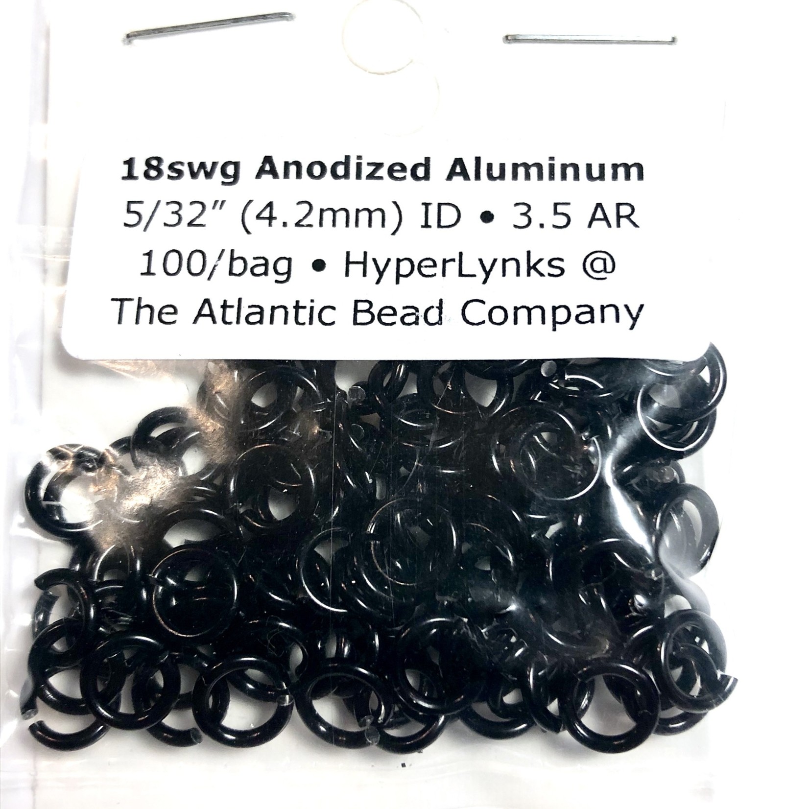 Anodized Aluminum Rings 18ga 5/32" Black 100pcs