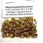 Anodized Aluminum Rings 18ga 5/32" Gold 100pcs