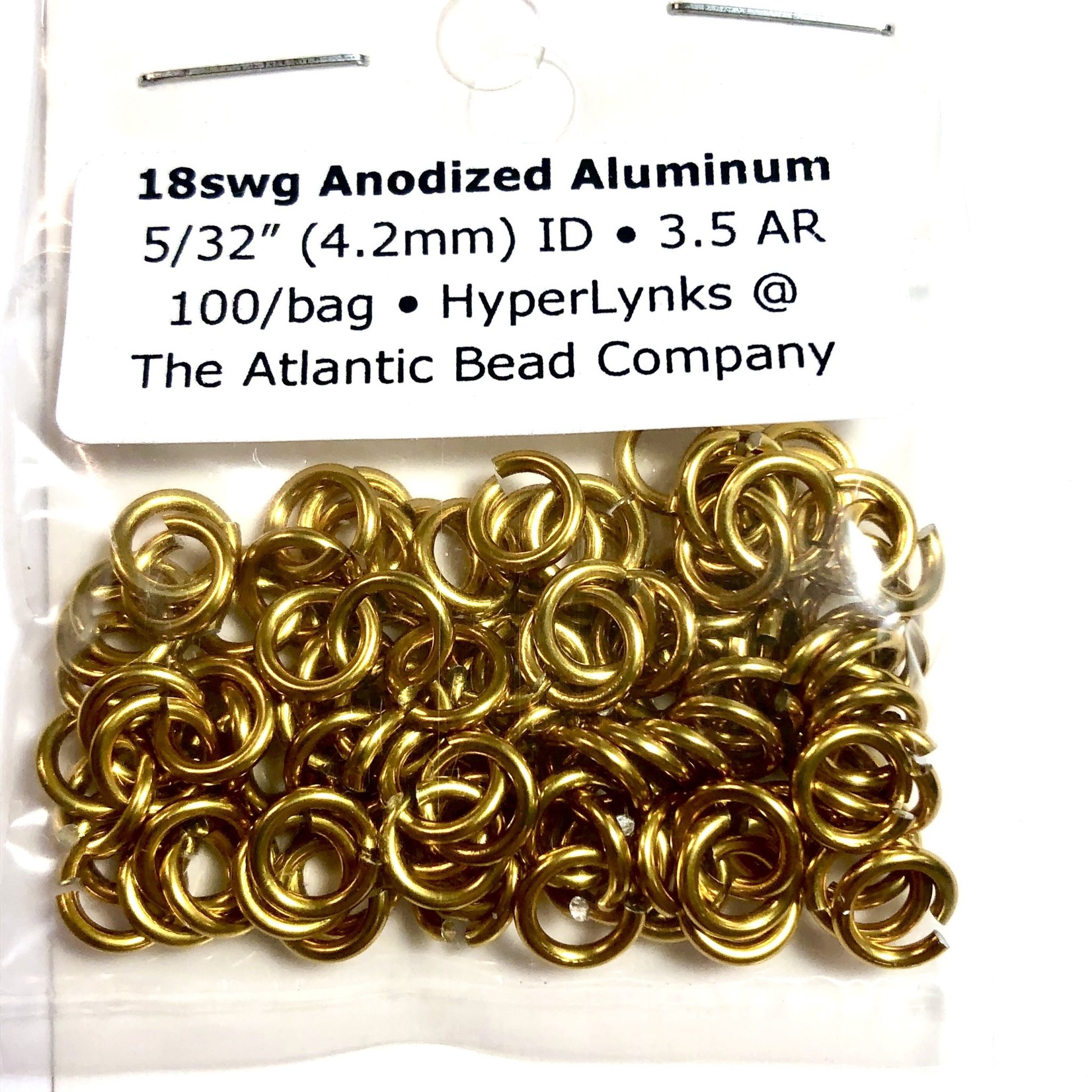 Hyperlinks Anodized Aluminum Rings 18ga 5/32" Gold 100pcs