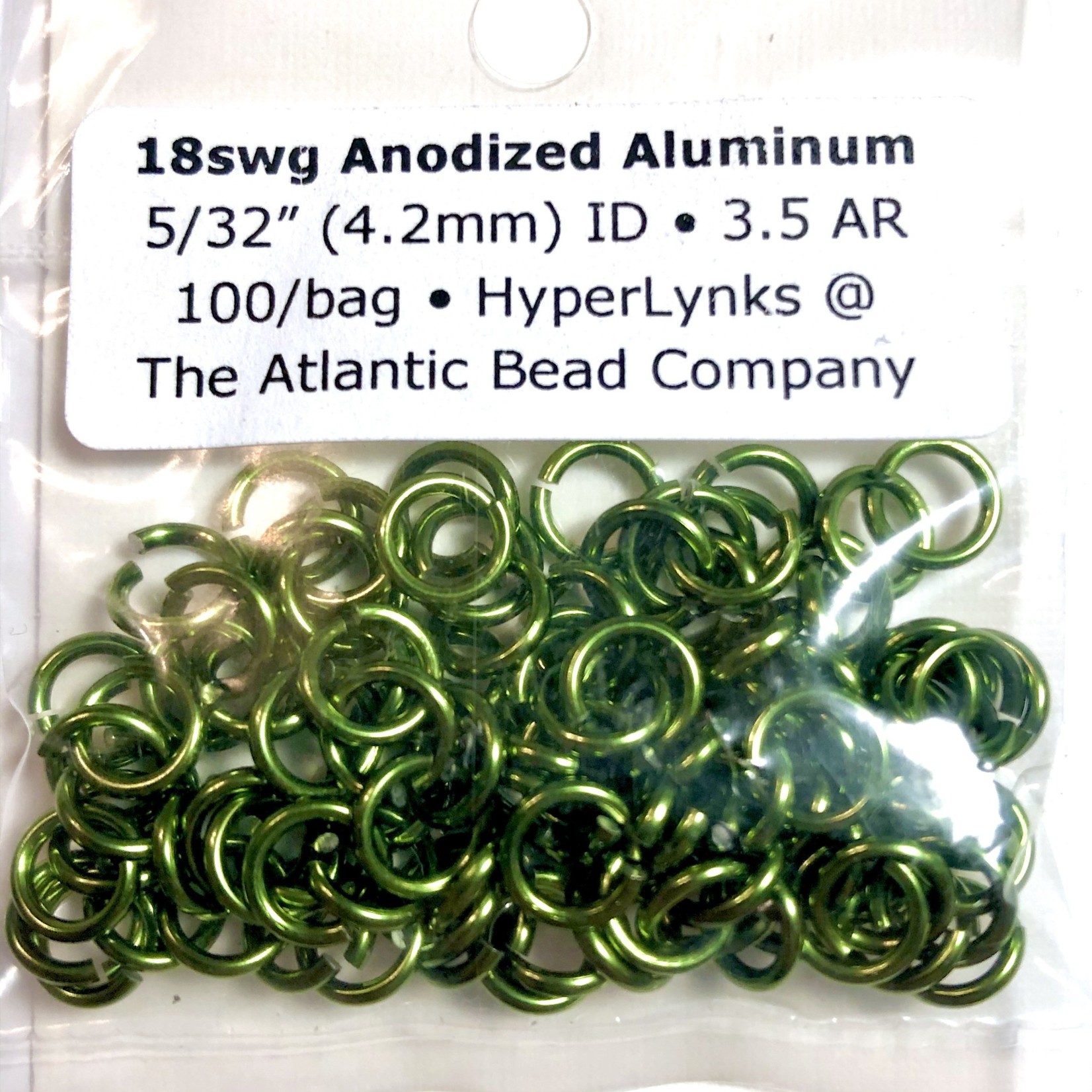 Hyperlinks Anodized Aluminum Rings 18ga 5/32" Olive 100pcs
