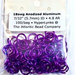 Hyperlinks Anodized Aluminum Rings 18ga 7/32" Violet 100pcs