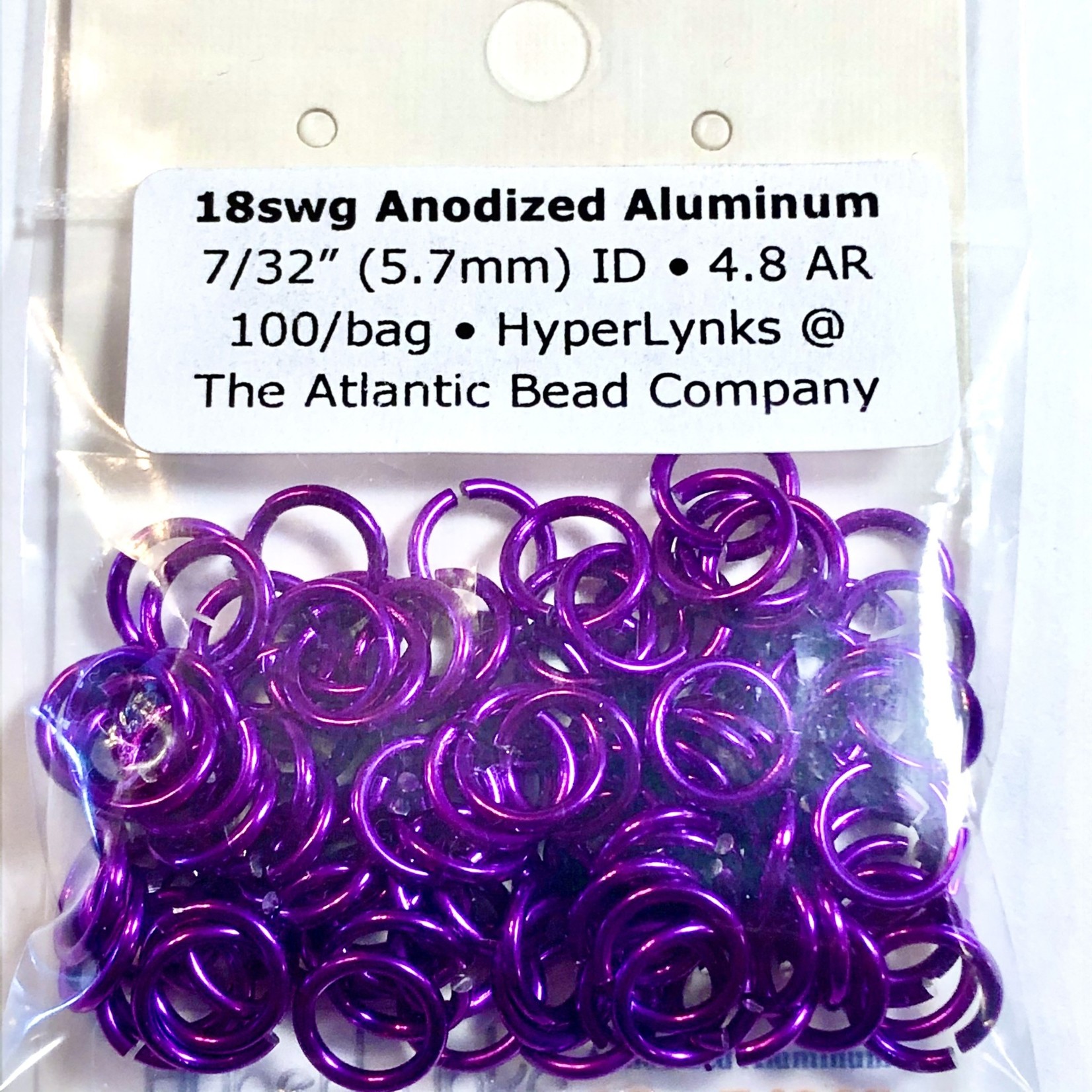 Anodized Aluminum Rings 18ga 7/32" Violet 100pcs