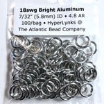 Bright Aluminum Rings 18ga 7/32" 100pcs