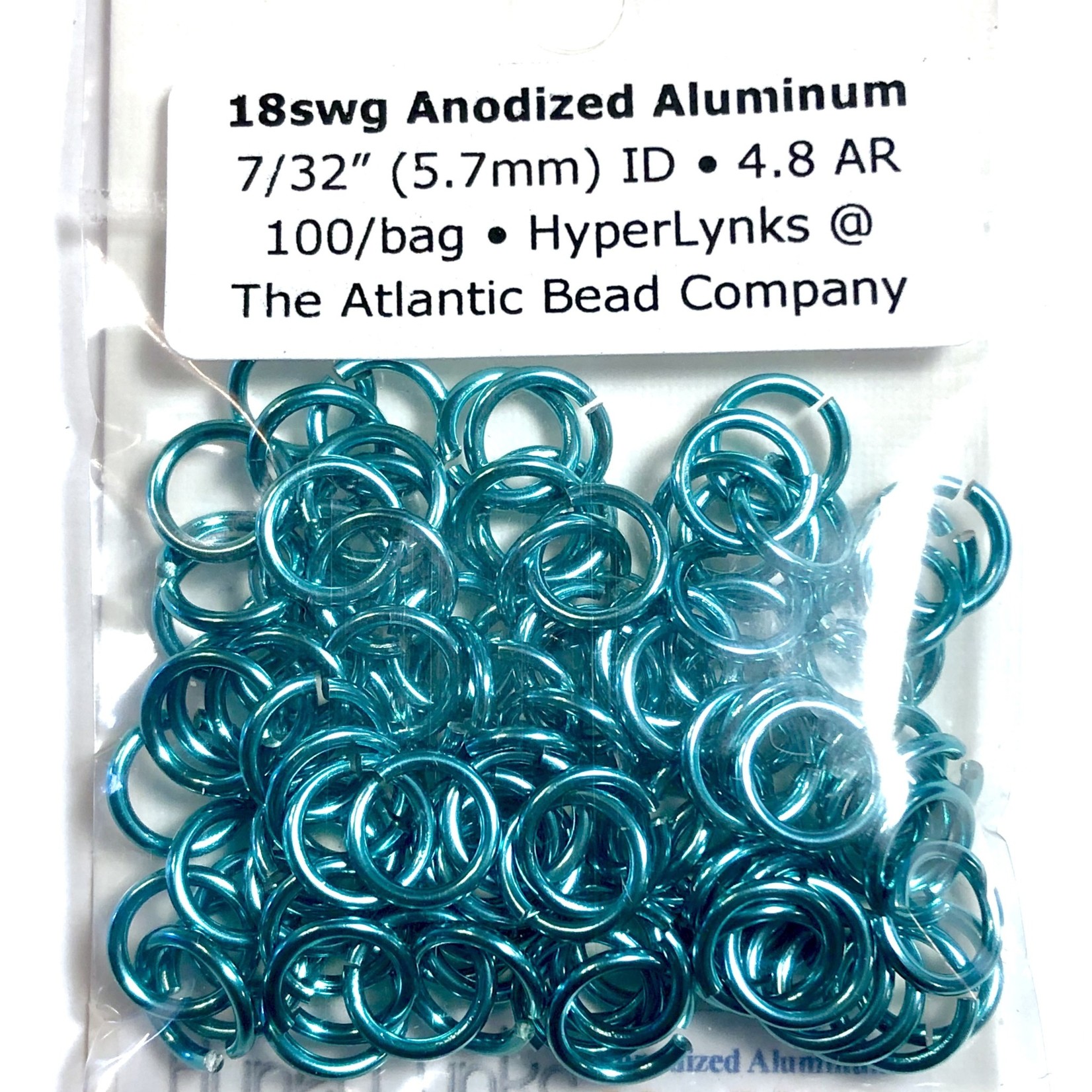 Anodized Aluminum Rings 18ga 7/32" Turquoise 100pcs