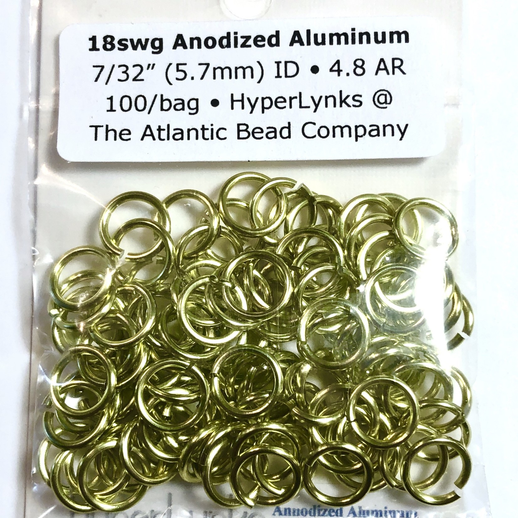 Anodized Aluminum Rings 18ga 7/32" Lemon-Lime 100pcs