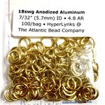 Hyperlinks Anodized Aluminum Rings 18ga 7/32" Gold 100pcs