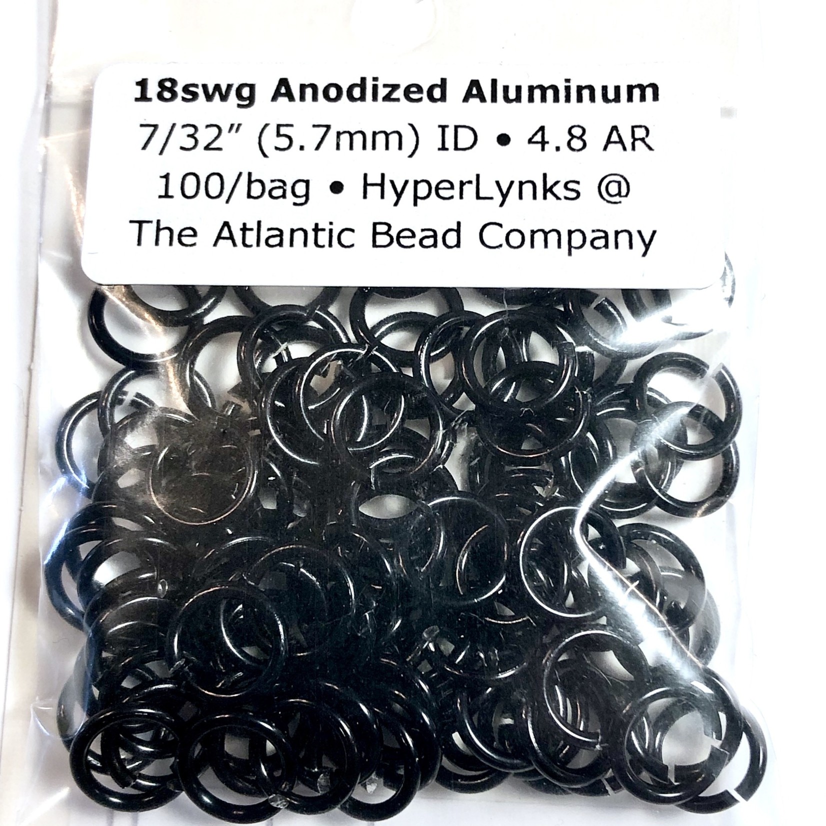 Hyperlinks Anodized Aluminum Rings 18ga 7/32" Black 100pcs
