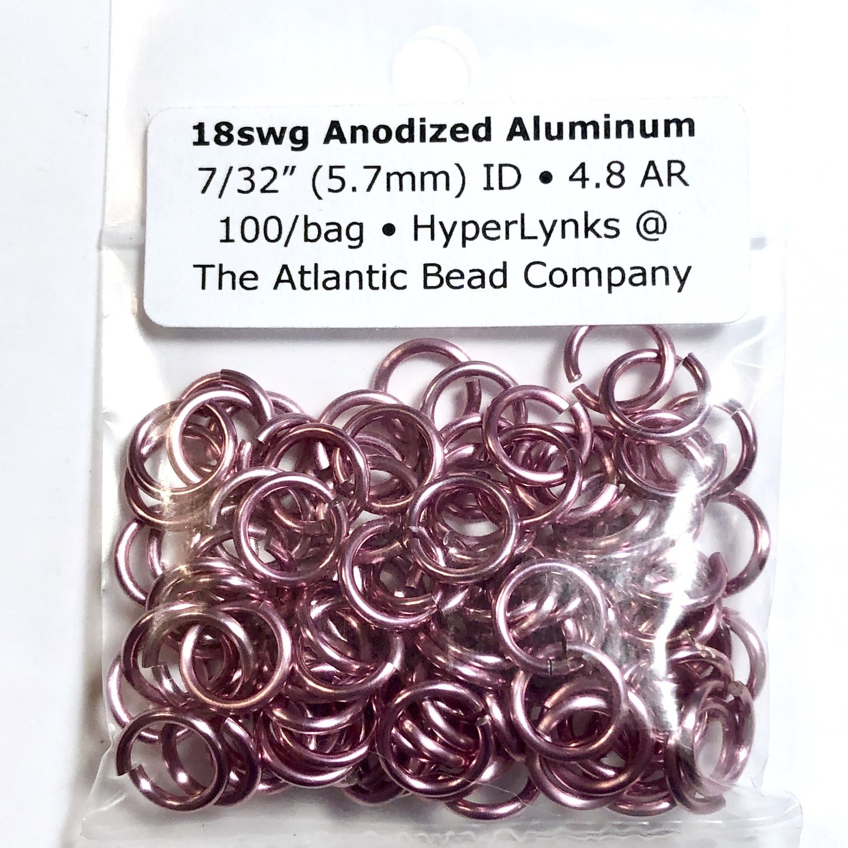 Hyperlinks Anodized Aluminum Rings 18ga 7/32" Pink 100pcs