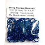 Anodized Aluminum Rings 18ga 7/32" Blue 100pcs