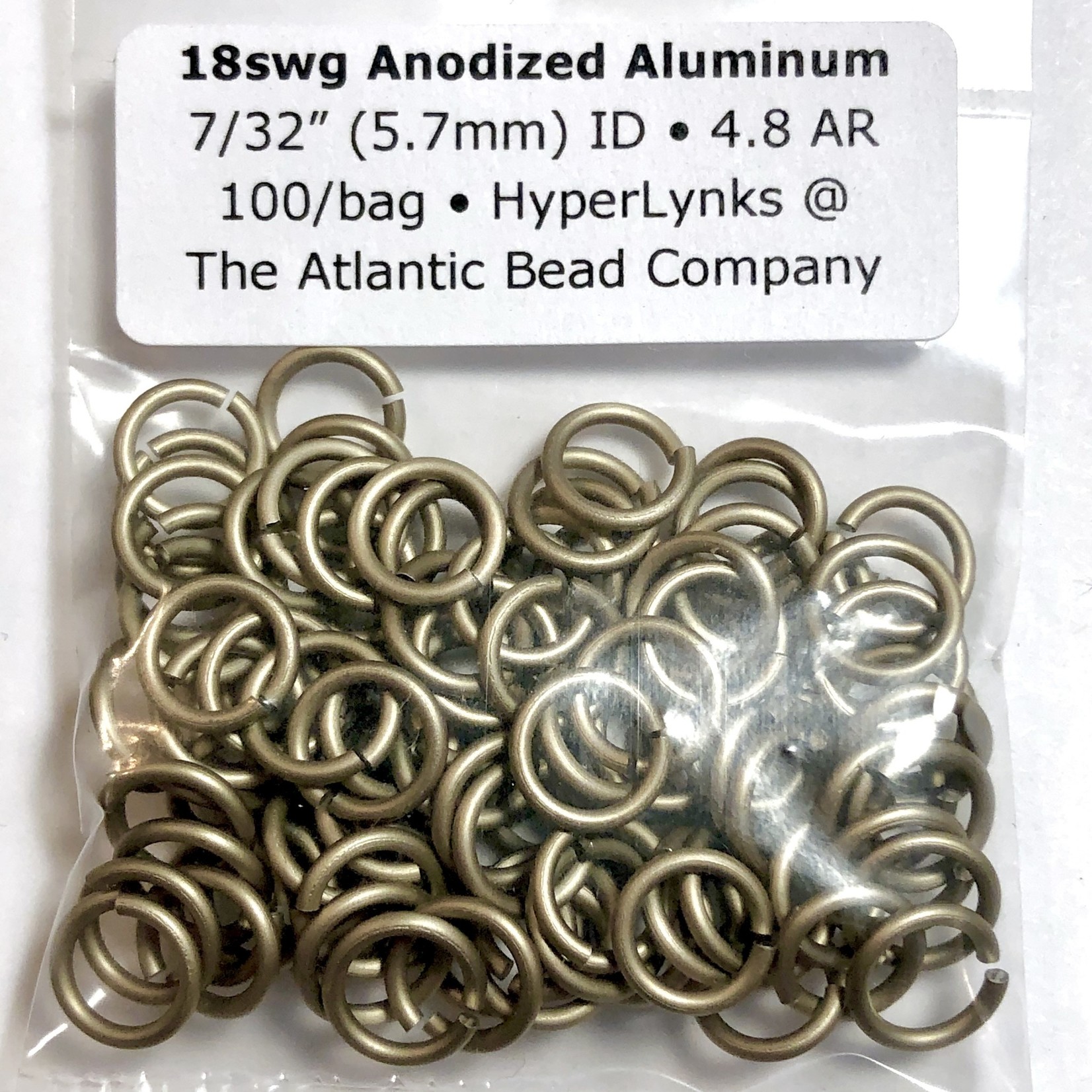 Hyperlinks Anodized Aluminum Rings 18ga 7/32" Khaki 100pcs