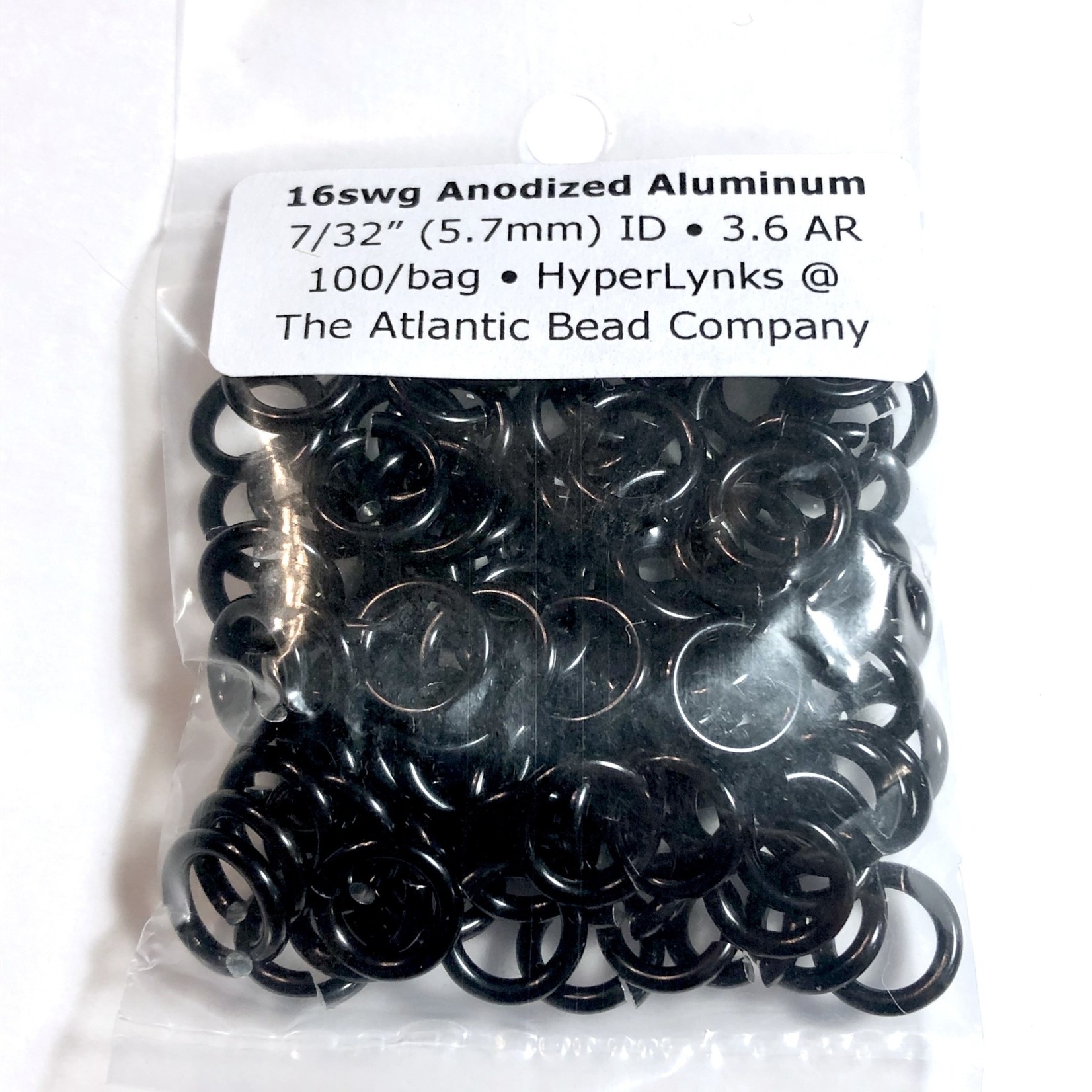 Hyperlinks Anodized Aluminum Rings 16ga 7/32" Black 100pcs