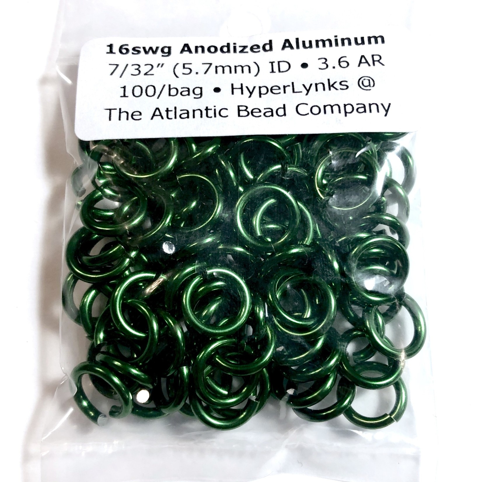 Hyperlinks Anodized Aluminum Rings 16ga 7/32" Green 100pcs