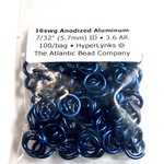 Hyperlinks Anodized Aluminum Rings 16ga 7/32" Royal Blue 100pcs