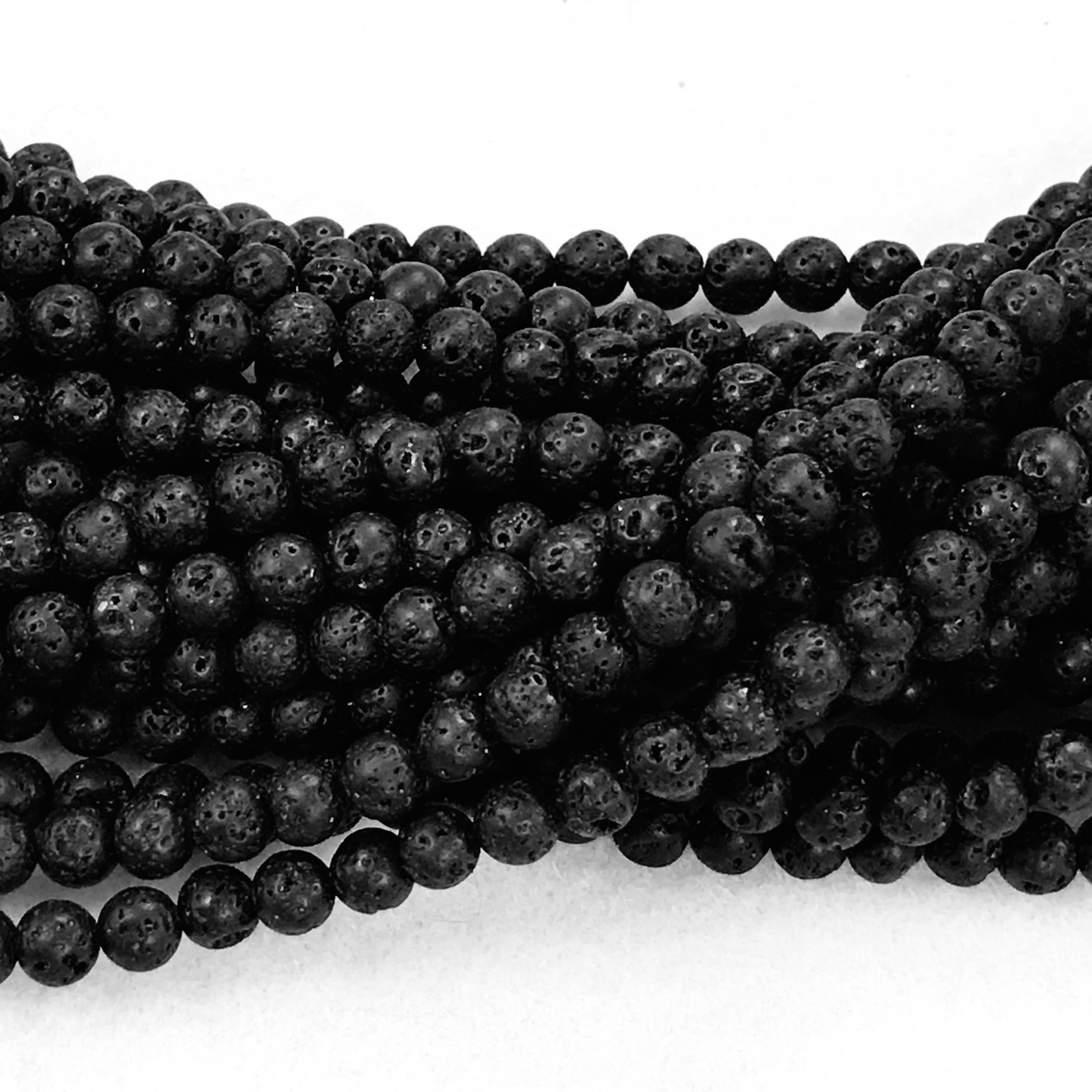 BLACK LAVA Stone Natural 6mm Round