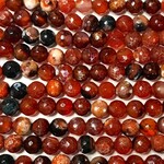 AGATE Fire Red/Black 8mm Faceted