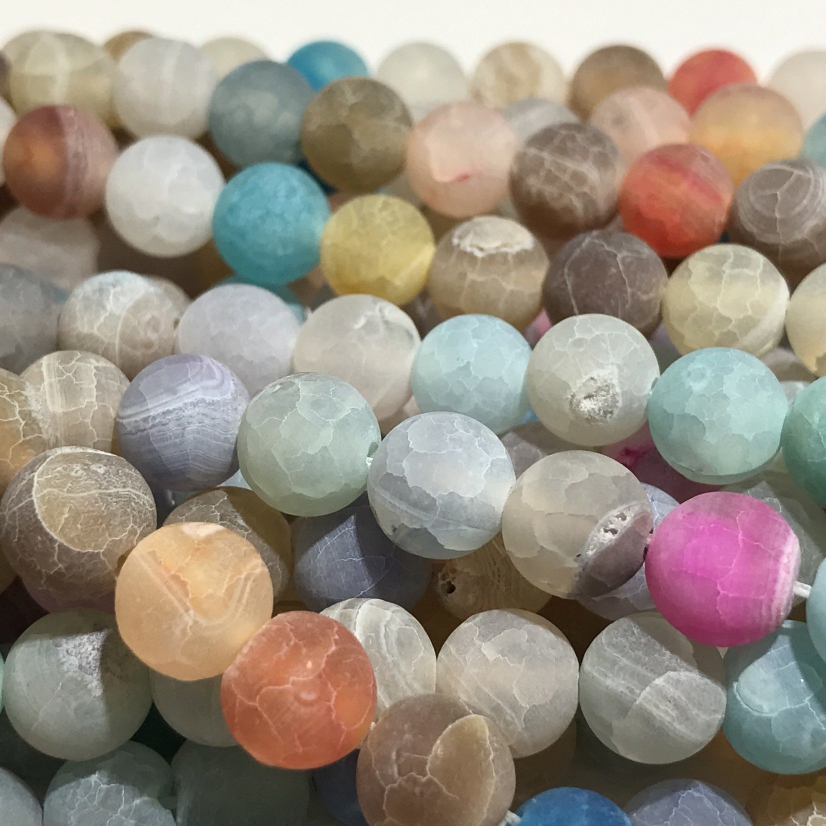 AGATE Frosted Multi Coloured - 8mm Round