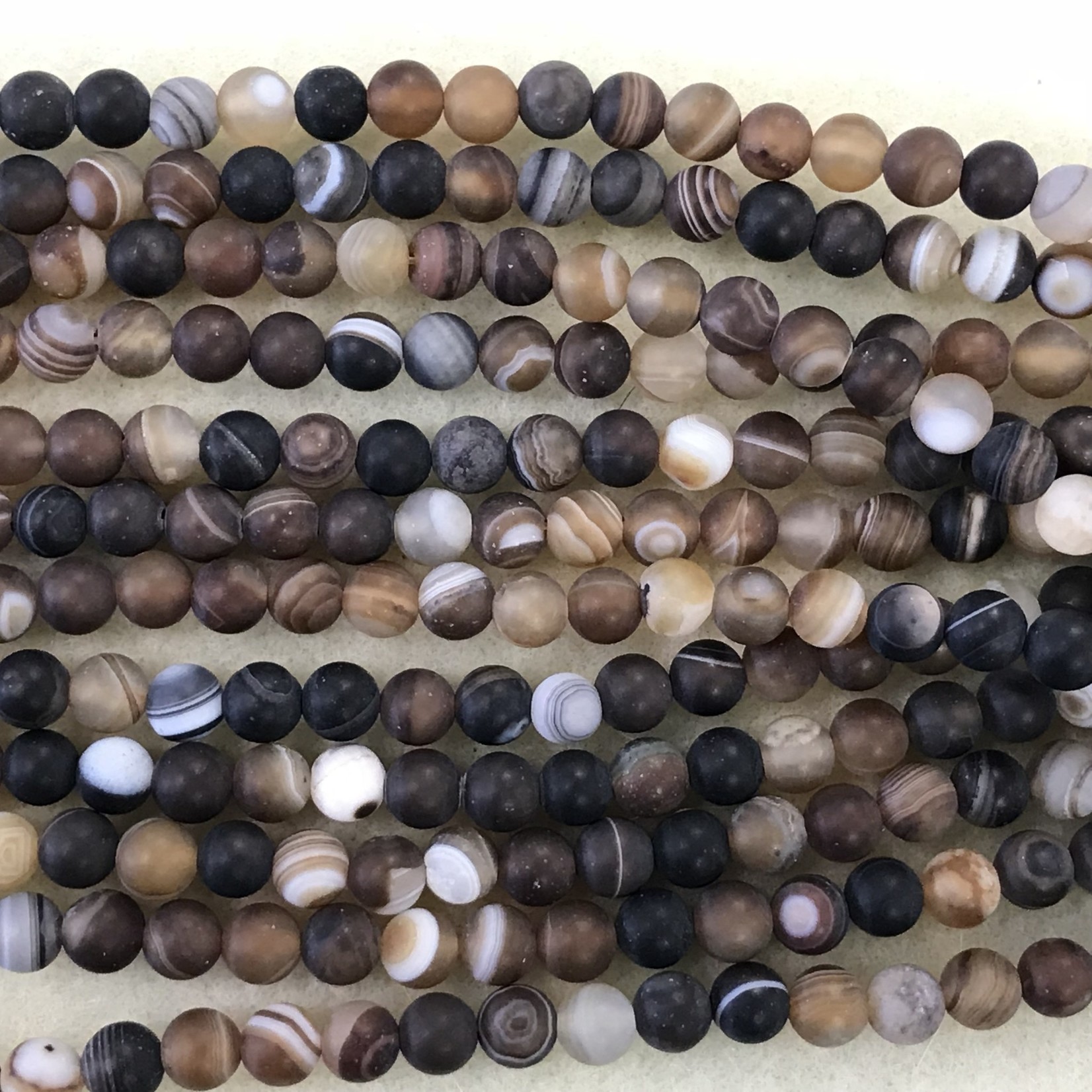 Banded AGATE Frosted Dyed Brown 6mm Round