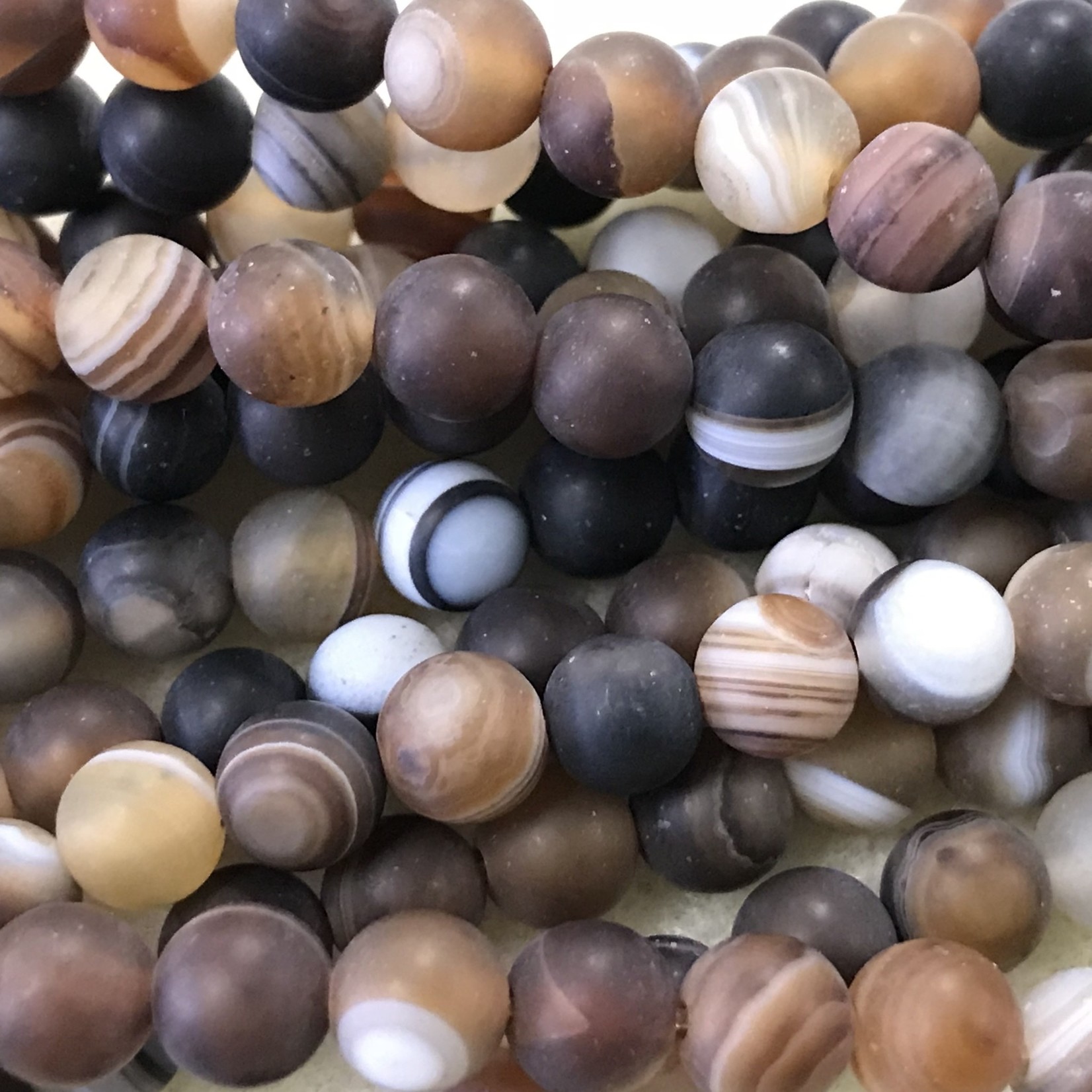 Banded AGATE Frosted Dyed Brown 6mm Round