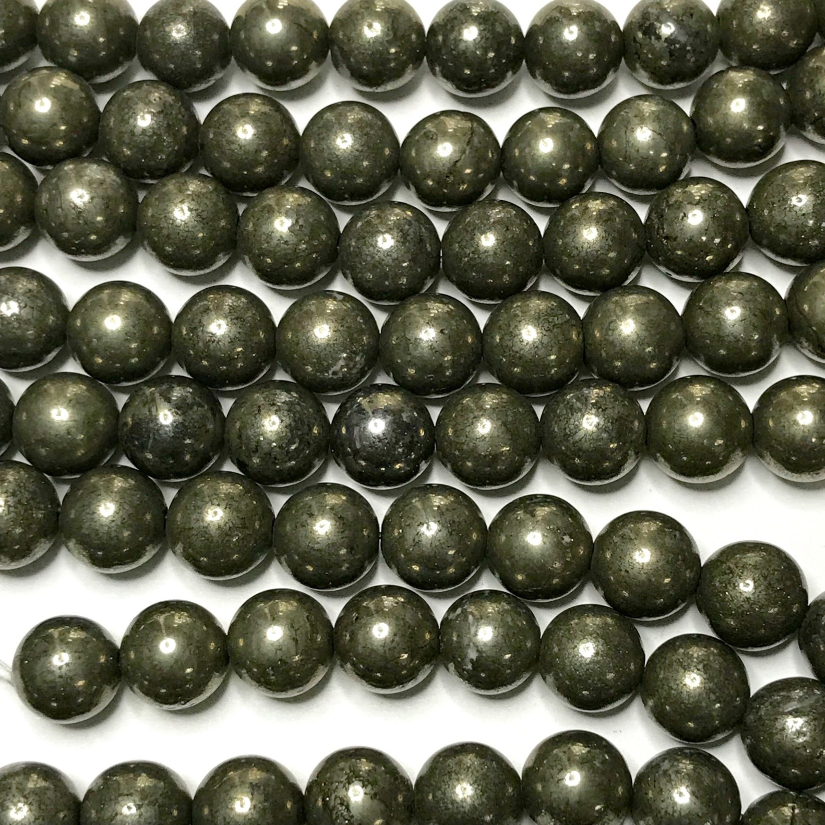 PYRITE 8mm Round Beads Natural