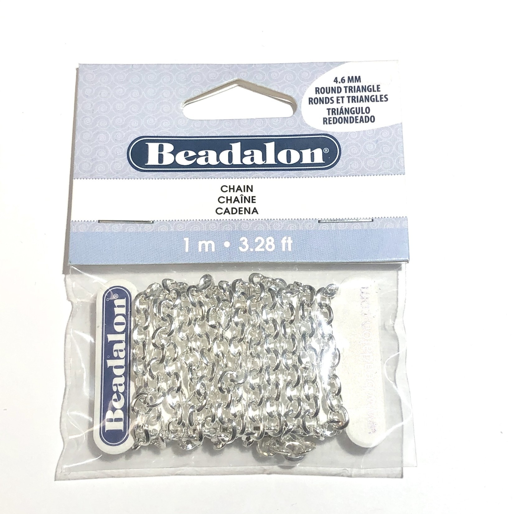 Beadalon Round Triangle Rope Chain 4.6mm Silver Plated 1m