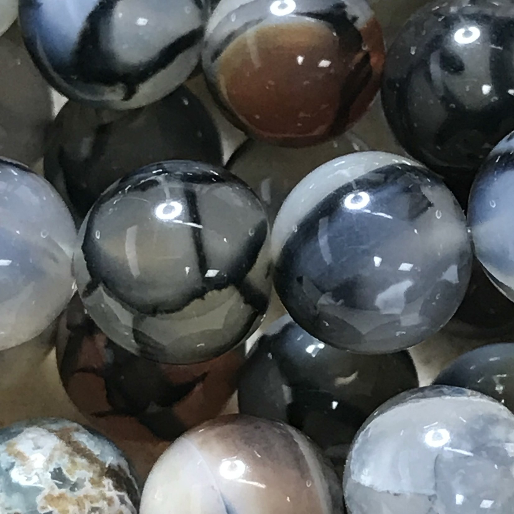 AGATE Dragons Vein Natural 10mm Round