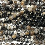 AGATE Faceted Beads Black/Cream 10mm