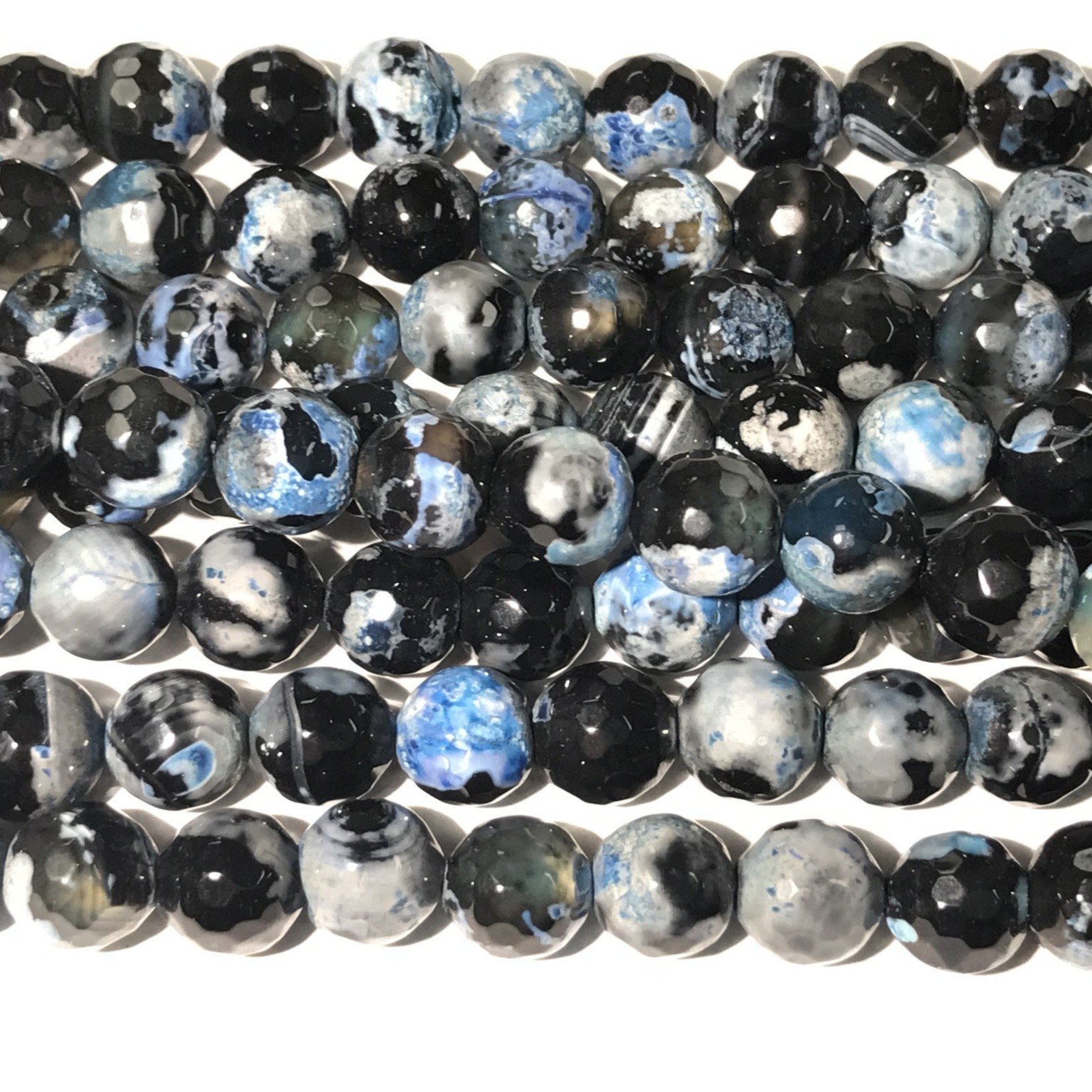 AGATE Faceted Beads Black/Blue 10mm