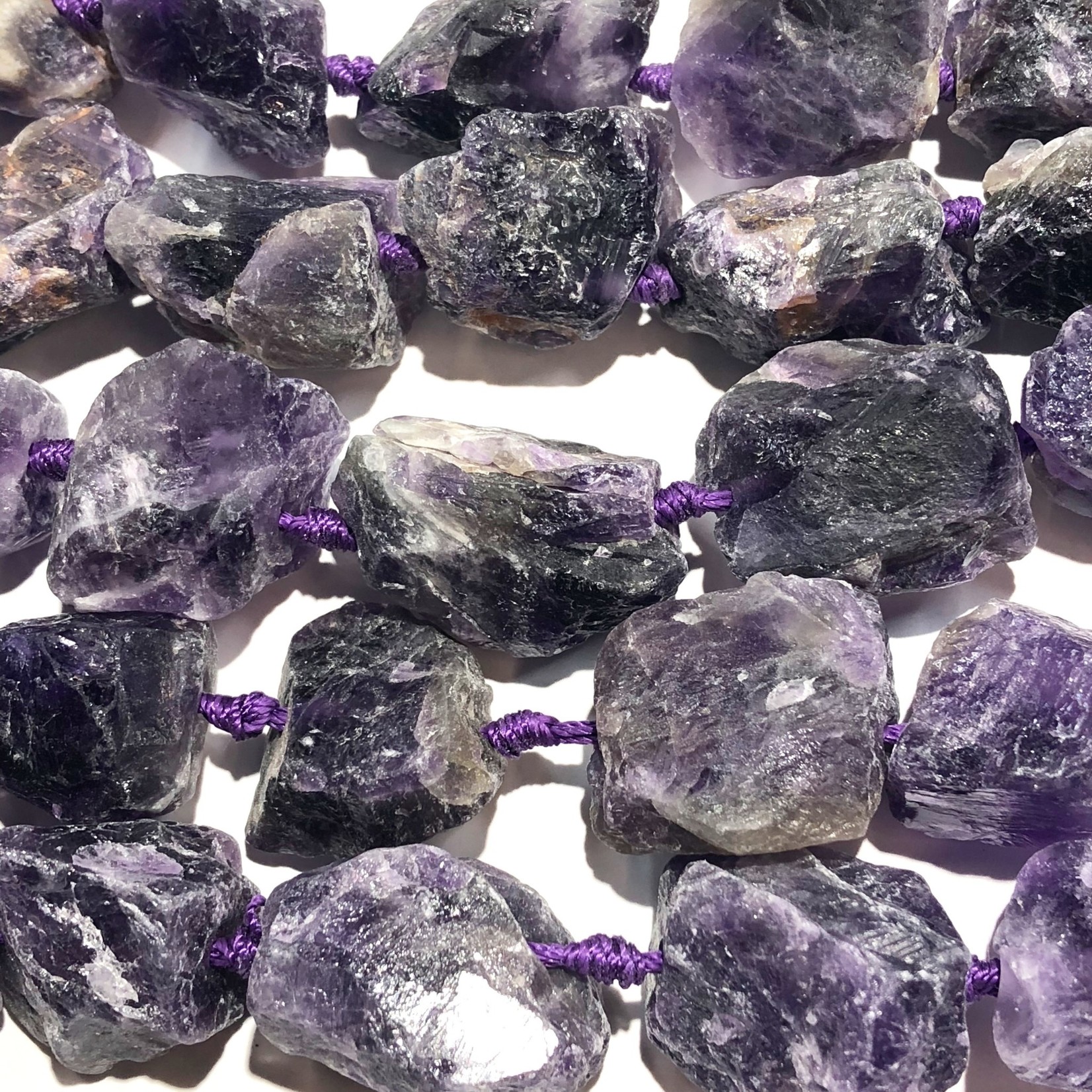 AMETHYST Rough Natural 18-35mm Nuggets 1/2 strand