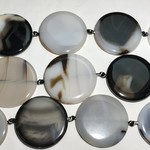 AGATE Black and White Flat Coin 43mm 1/2 Strand