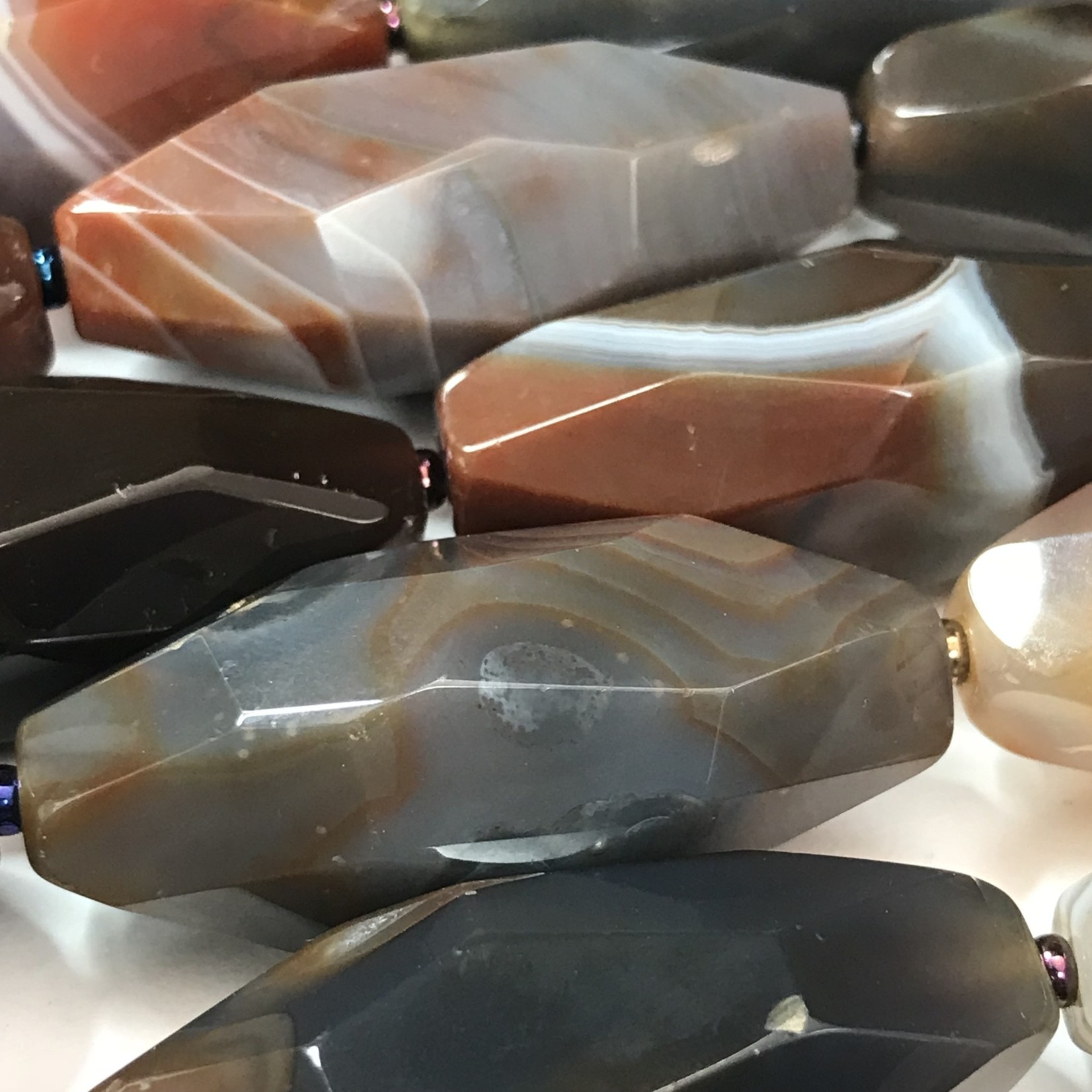 Brazilian Agate 38-40mm Faceted Oval 1/2 Strand