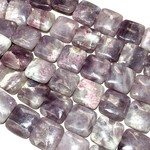 LEPIDOLITE (Natural) Square Beads 20mm 1/2 Str