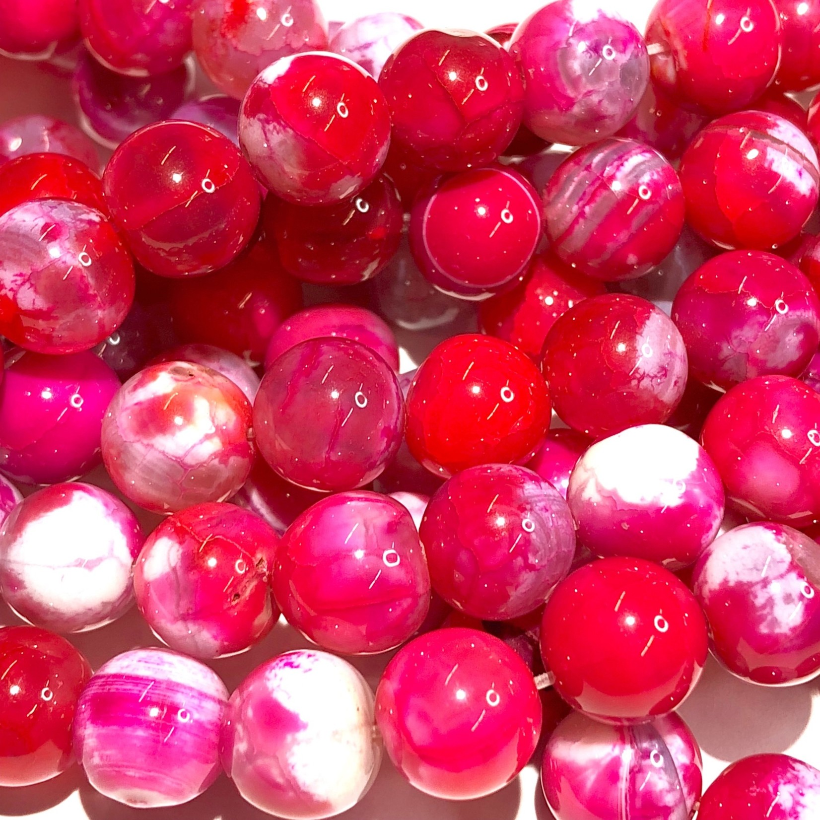 AGATE Cracked Dyed Strawberry Pink 10mm Round