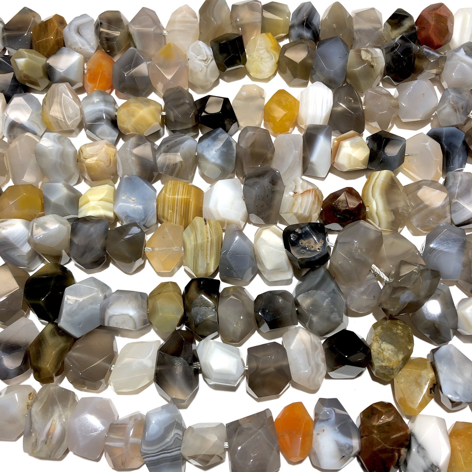 Botswana Agate Grade A Faceted Nuggets - Grey