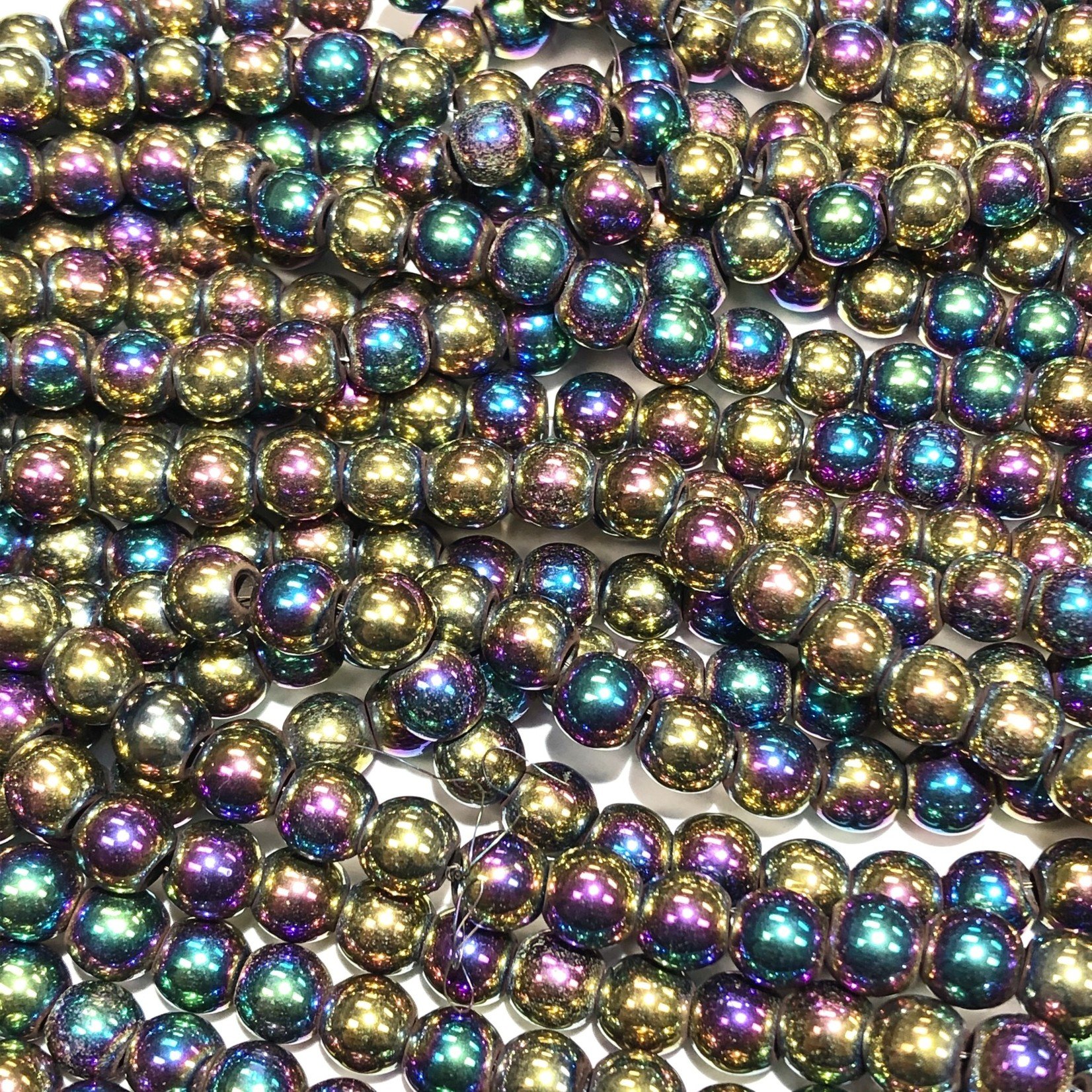 Electroplated Hematite Multi-Colour 6mm Round