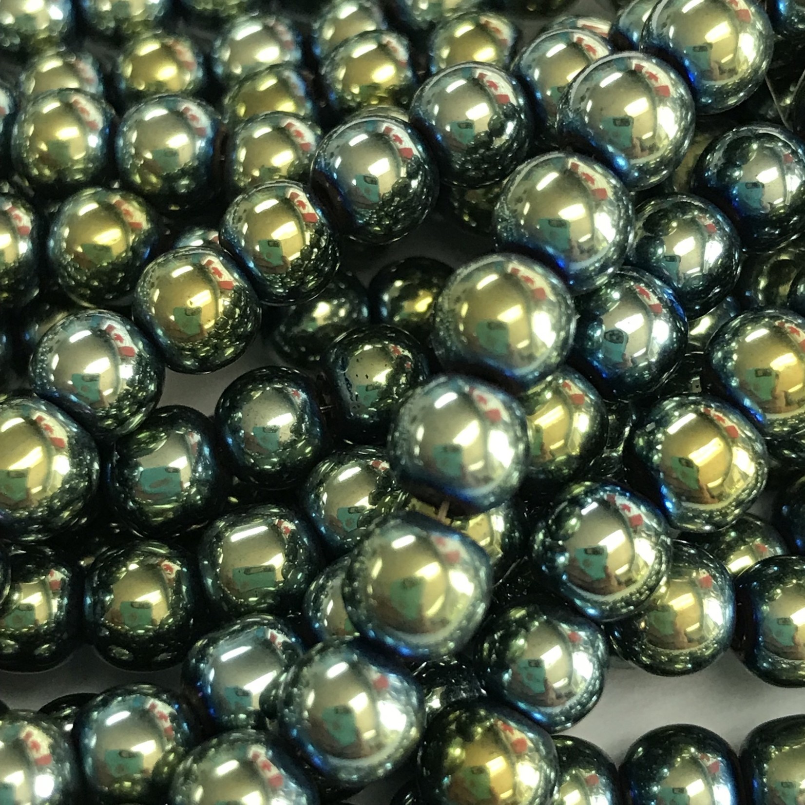 Electroplated Hematite Green 8mm Round