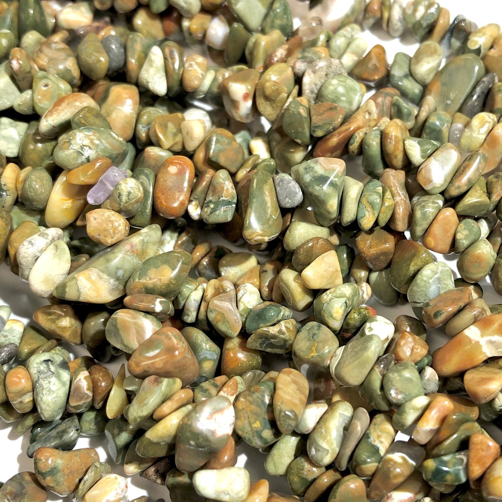 RHYOLITE (Rainforest Jasper) Chip Beads 34" Strand