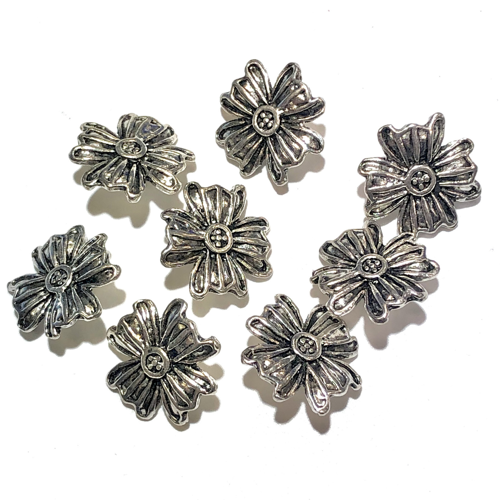 Tibetan Silver Alloy 14mm Small Flower Button 12pcs