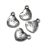 Tibetan Cast Alloy Sister Heart Charm 12pcs