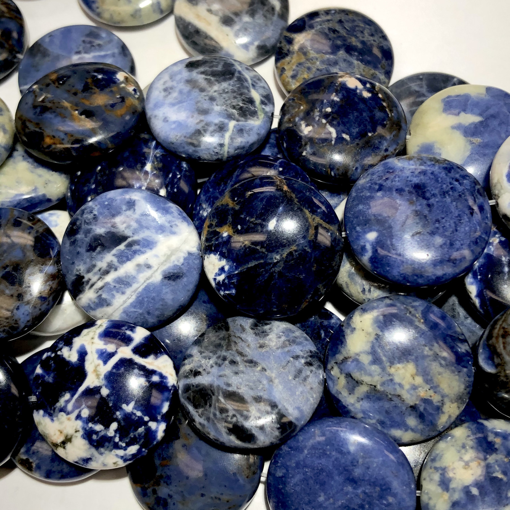 SODALITE Natural 20mm Smooth Coin Beads