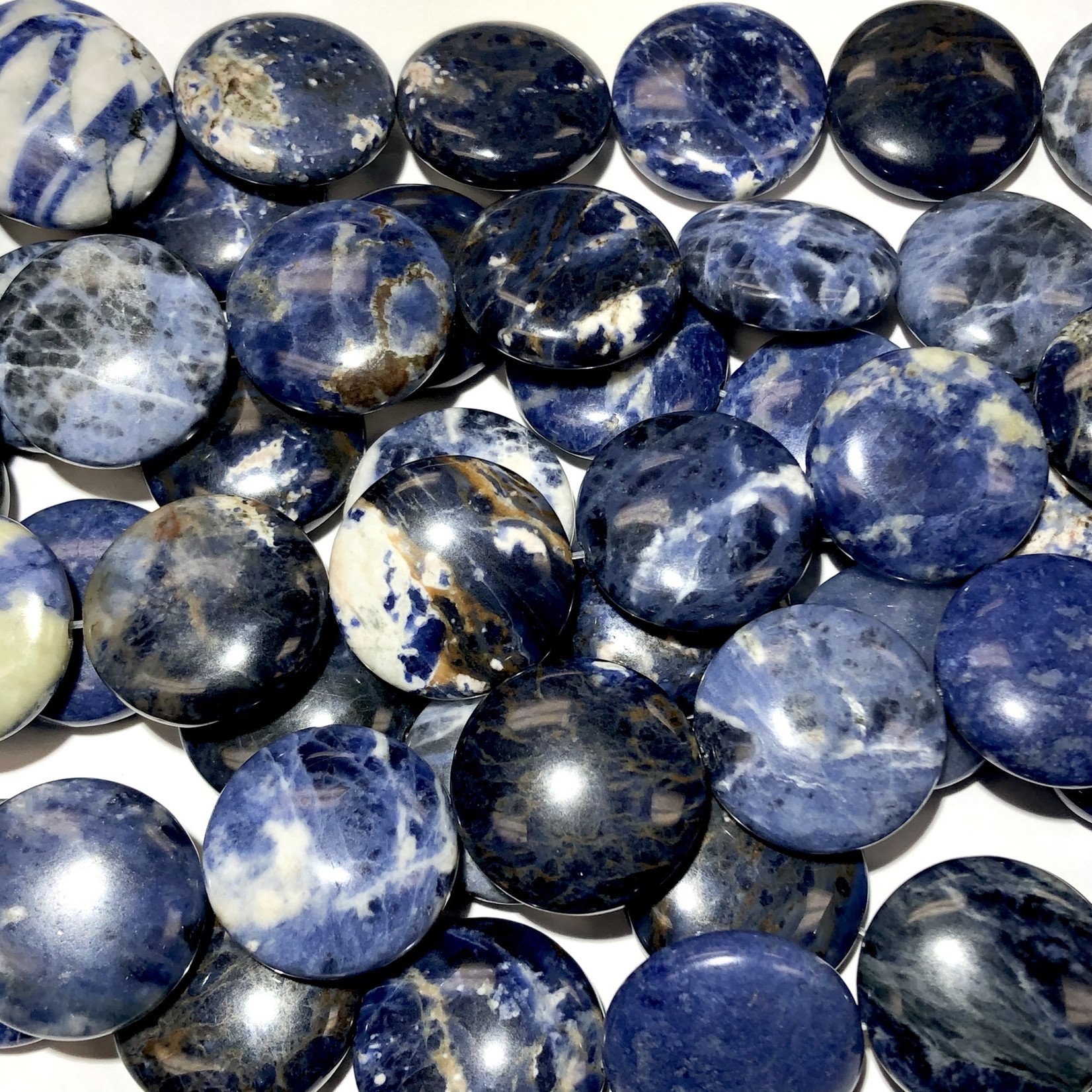 SODALITE Natural 20mm Smooth Coin Beads