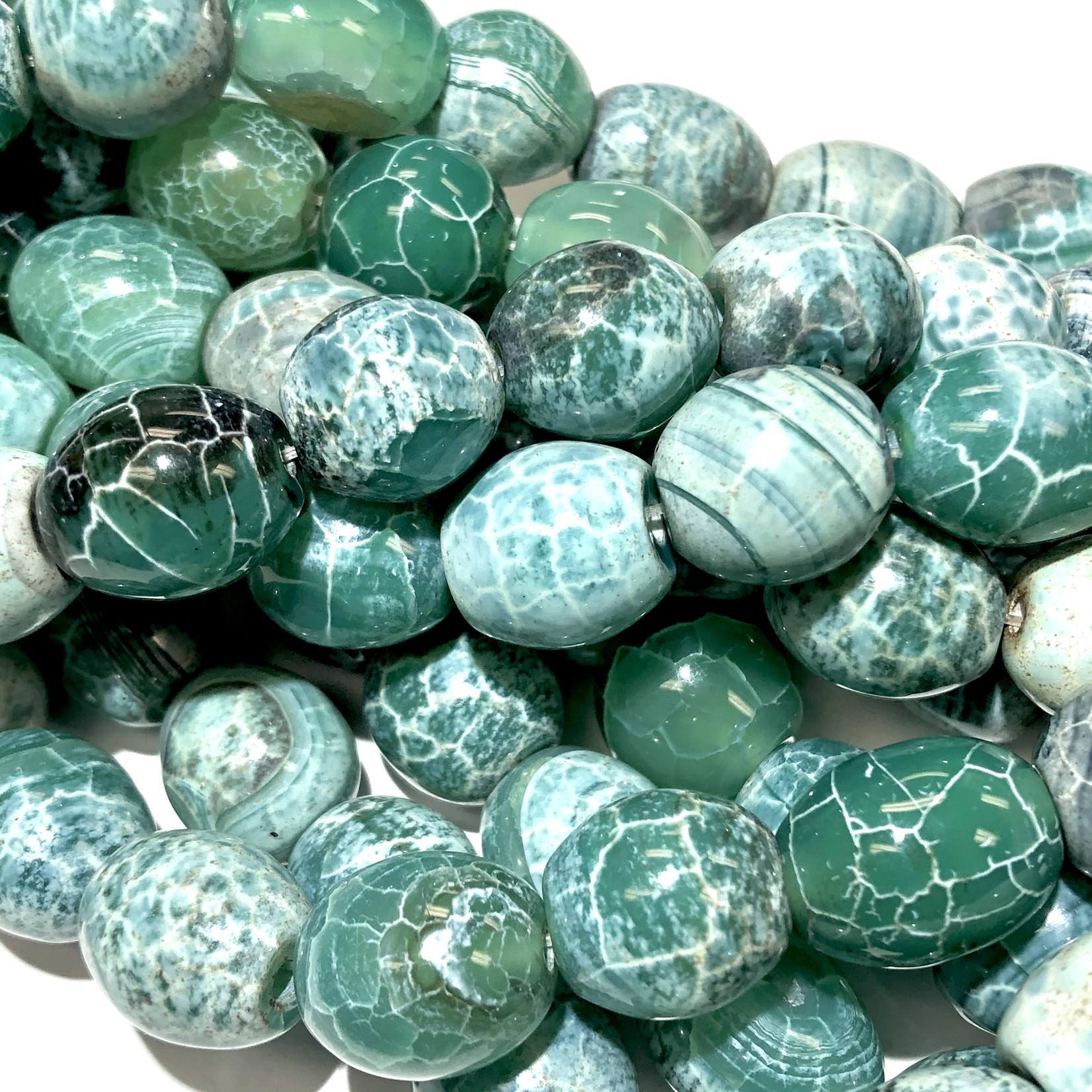 AGATE Fire Dyed Green 14 x 15mm Drum