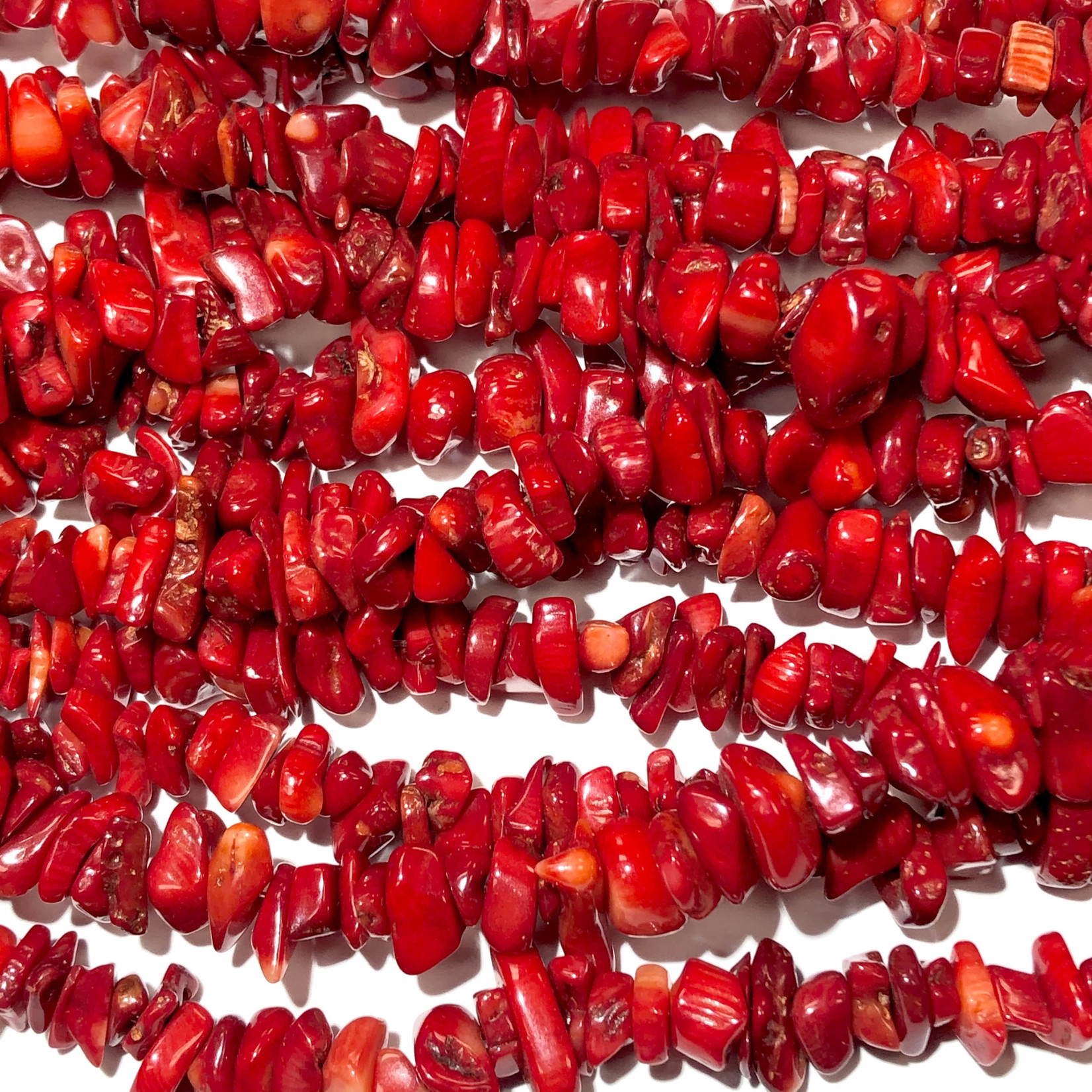 BAMBOO CORAL Chips (Dyed Red) 34 Strand - Atlantic Bead Company